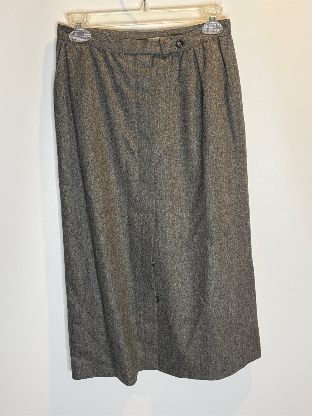 Evan Picone Classic Gray Wool-Blend Midi Skirt Size: S